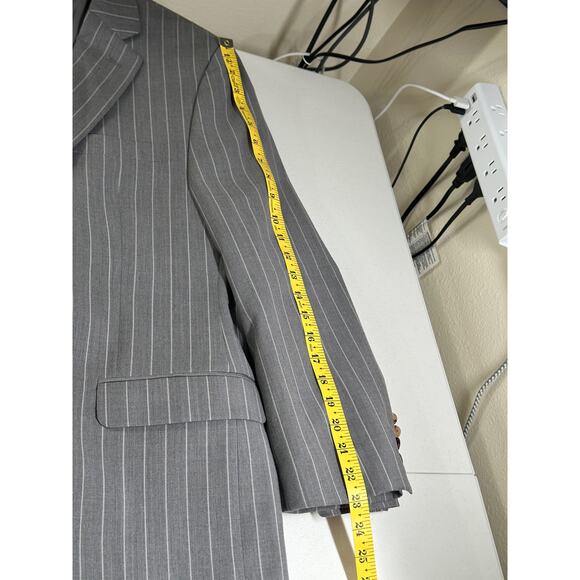 Lauren Ralph Lauren Blazer Mens 40R Gray Pinstripe Wool Blend Old Money Career - Picture 9 of 9